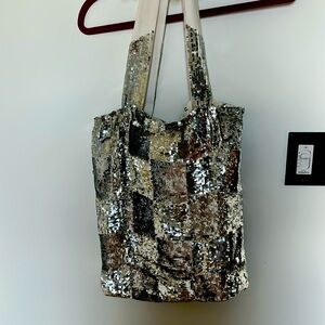 Brand new retrofete cotton hobo bag with silver sequins!